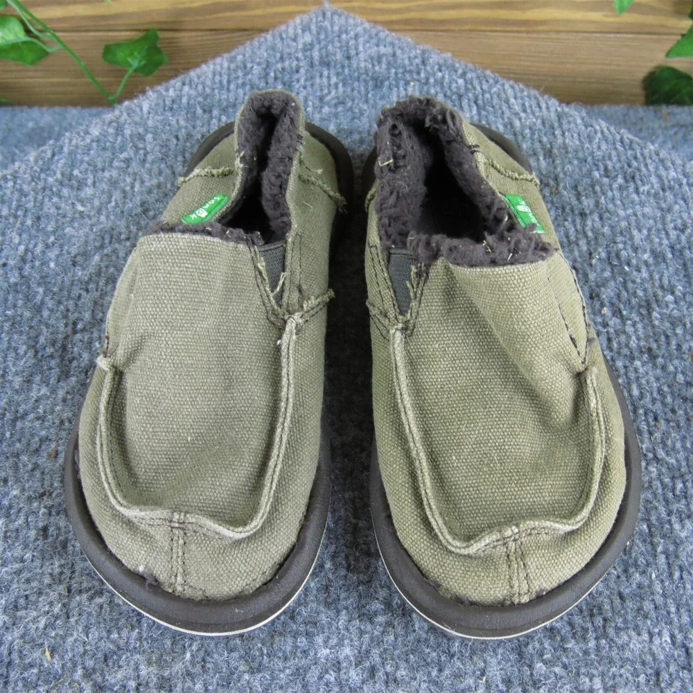 Sanuk Boys Slip-On  Sz T 10 Medium Brown Fabric Slip‎ On